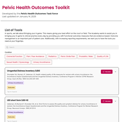 Pelvic Health Outcomes Toolkit